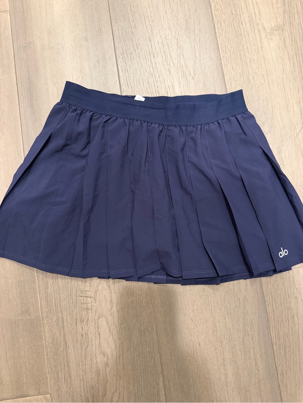 ALO Yoga Navy Pleated Skirt with Subtle Logo